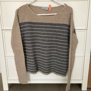 Cashmere striped tan and gray sweater size XS